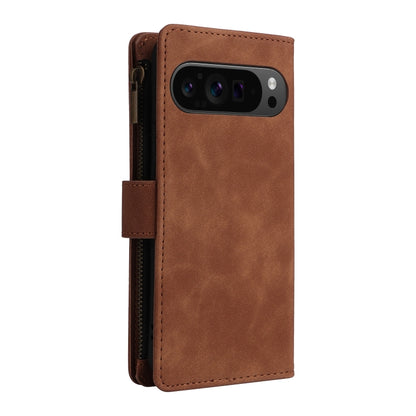 For Google Pixel 9 Pro Multifunctional Multi-Card Wallet Phone Leather Case(Brown) by buy2fix