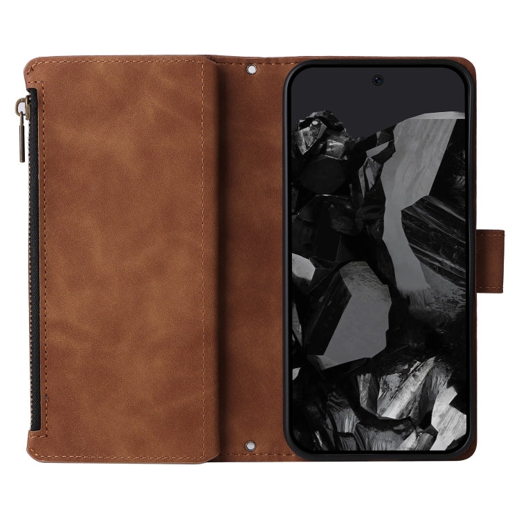 For Google Pixel 9 Pro Multifunctional Multi-Card Wallet Phone Leather Case(Brown) by buy2fix