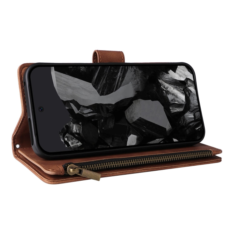 For Google Pixel 9 Pro Multifunctional Multi-Card Wallet Phone Leather Case(Brown) by buy2fix