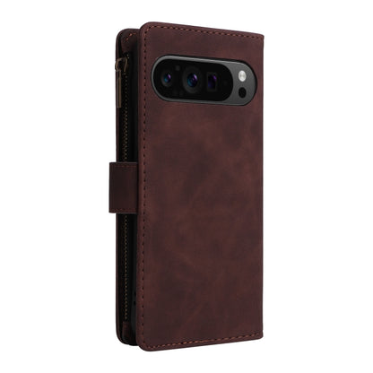 For Google Pixel 9 Pro Multifunctional Multi-Card Wallet Phone Leather Case(Coffee) by buy2fix
