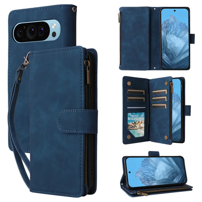 For Google Pixel 9 Multifunctional Multi-Card Wallet Phone Leather Case(Blue) by buy2fix