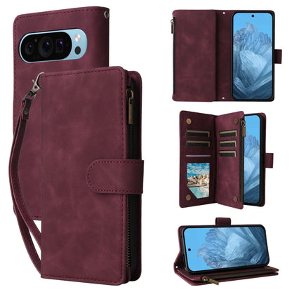 For Google Pixel 9 Multifunctional Multi-Card Wallet Phone Leather Case(Wine Red) by buy2fix