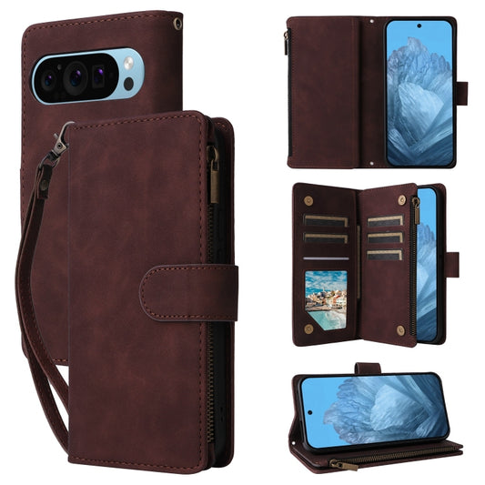 For Google Pixel 9 Multifunctional Multi-Card Wallet Phone Leather Case(Coffee) by buy2fix