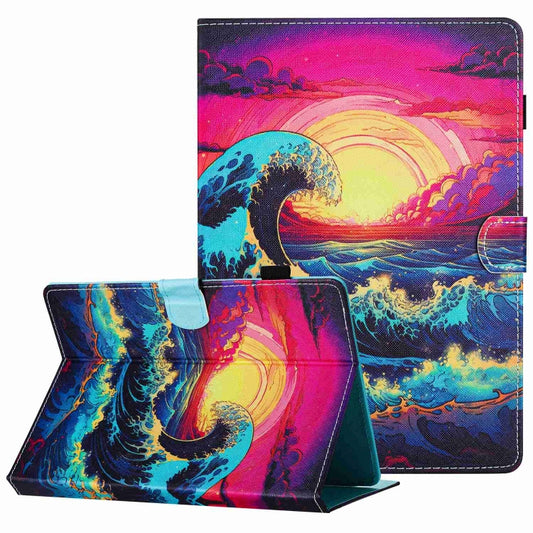 For 8 inch Painted Pattern Stitching Leather Tablet Case(Waves) - 8 inch by buy2fix | Online Shopping UK | buy2fix
