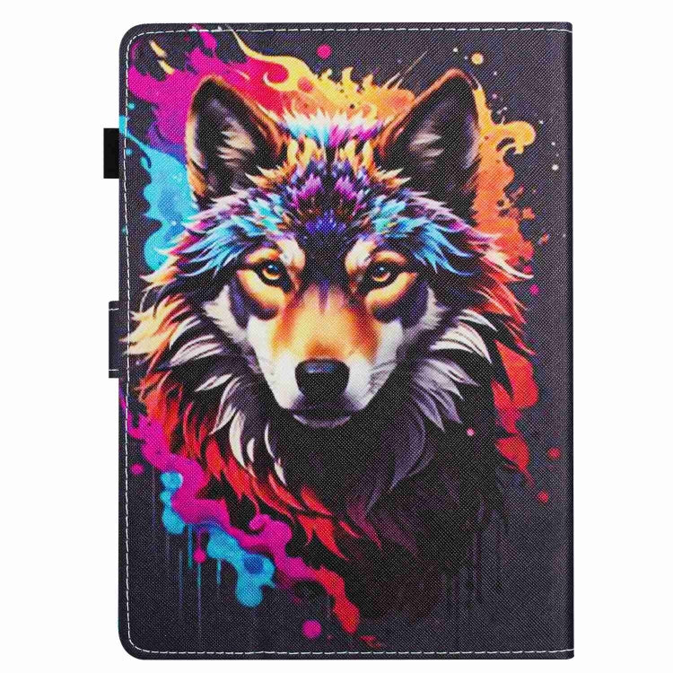 For 8 inch Painted Pattern Stitching Leather Tablet Case(Colorful Wolf) - 8 inch by buy2fix | Online Shopping UK | buy2fix