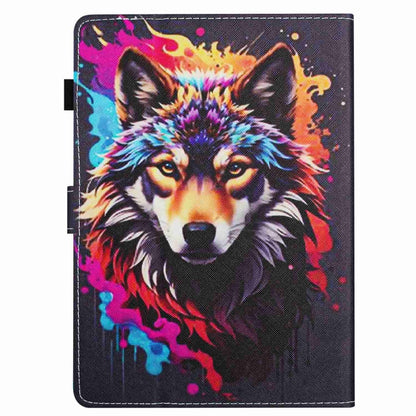 For 8 inch Painted Pattern Stitching Leather Tablet Case(Colorful Wolf) - 8 inch by buy2fix | Online Shopping UK | buy2fix
