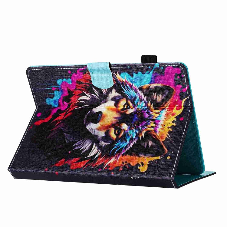 For 8 inch Painted Pattern Stitching Leather Tablet Case(Colorful Wolf) - 8 inch by buy2fix | Online Shopping UK | buy2fix