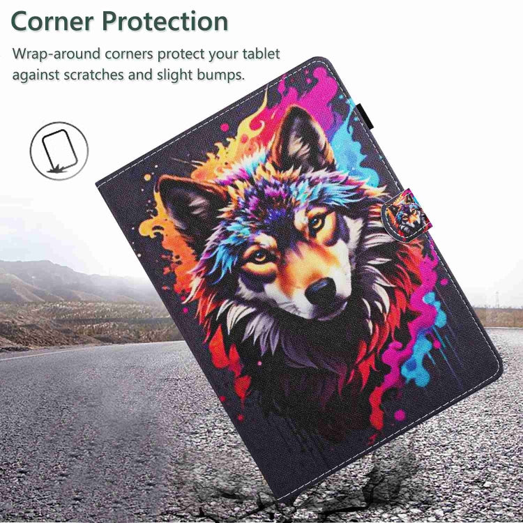 For 8 inch Painted Pattern Stitching Leather Tablet Case(Colorful Wolf) - 8 inch by buy2fix | Online Shopping UK | buy2fix