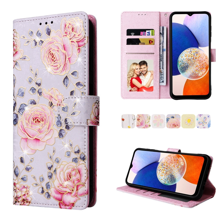 For Samsung Galaxy A15 5G Bronzing Painting RFID Leather Case(Pastoral Rose) by buy2fix