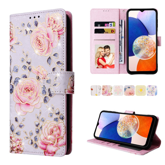 For Samsung Galaxy A15 5G Bronzing Painting RFID Leather Case(Pastoral Rose) by buy2fix