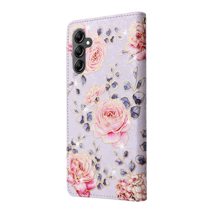 For Samsung Galaxy A15 5G Bronzing Painting RFID Leather Case(Pastoral Rose) by buy2fix