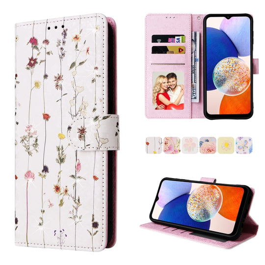 For Samsung Galaxy A15 5G Bronzing Painting RFID Leather Case(Dreid Flower World)