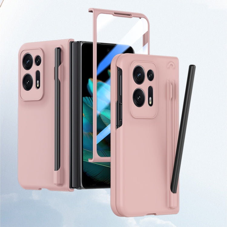For OPPO Find N2 Integrated Skin Feel PC Phone Case with Pen / Pen Box(Pink) by buy2fix
