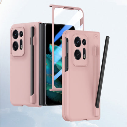 For OPPO Find N2 Integrated Skin Feel PC Phone Case with Pen / Pen Box(Pink) by buy2fix