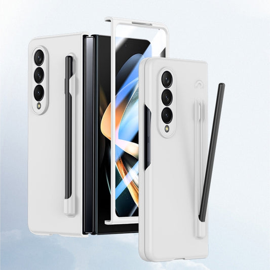 For Samsung Galaxy Z Fold4 5G Integrated Skin Feel PC Phone Case with Pen / Pen Box(White) by buy2fix