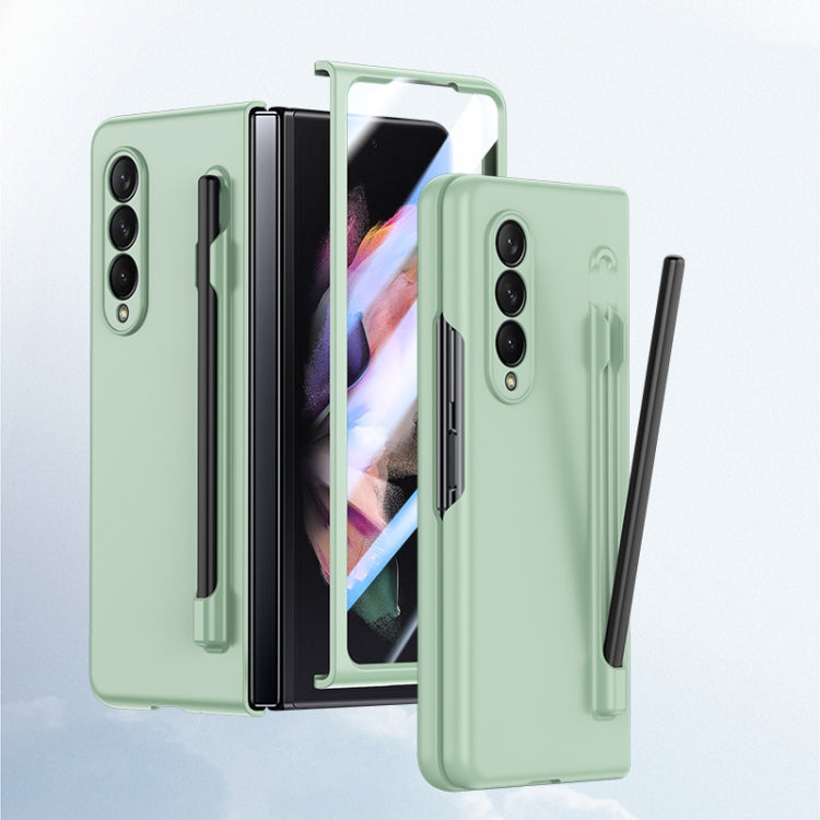 For Samsung Galaxy Z Fold3 Integrated Skin Feel PC Phone Case with Pen / Pen Box(Light Green) by buy2fix