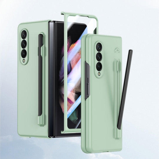 For Samsung Galaxy Z Fold3 Integrated Skin Feel PC Phone Case with Pen / Pen Box(Light Green)