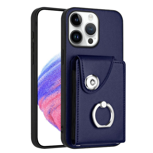 For iPhone 16 Pro Max Organ Card Bag Ring Holder Phone Case(Blue) by buy2fix