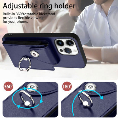 For iPhone 16 Pro Max Organ Card Bag Ring Holder Phone Case(Blue) by buy2fix