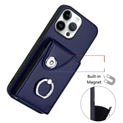 For iPhone 16 Pro Max Organ Card Bag Ring Holder Phone Case(Blue) by buy2fix
