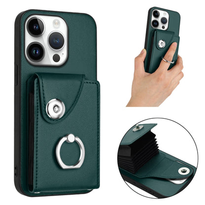 For iPhone 16 Pro Organ Card Bag Ring Holder Phone Case(Green) by buy2fix