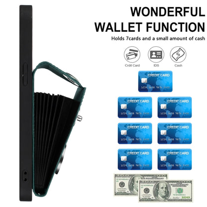 For iPhone 16 Pro Organ Card Bag Ring Holder Phone Case(Green) by buy2fix