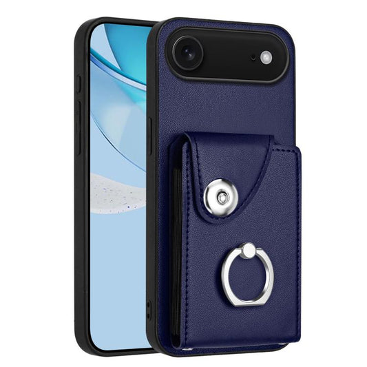 For iPhone Air Organ Card Bag Ring Holder Phone Case(Blue) - iPhone Air Cases by buy2fix | Online Shopping UK | buy2fix