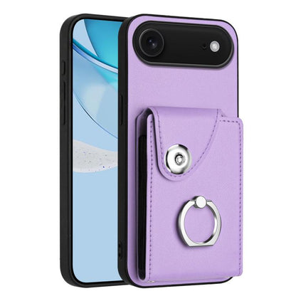For iPhone Air Organ Card Bag Ring Holder Phone Case(Purple) - iPhone Air Cases by buy2fix | Online Shopping UK | buy2fix