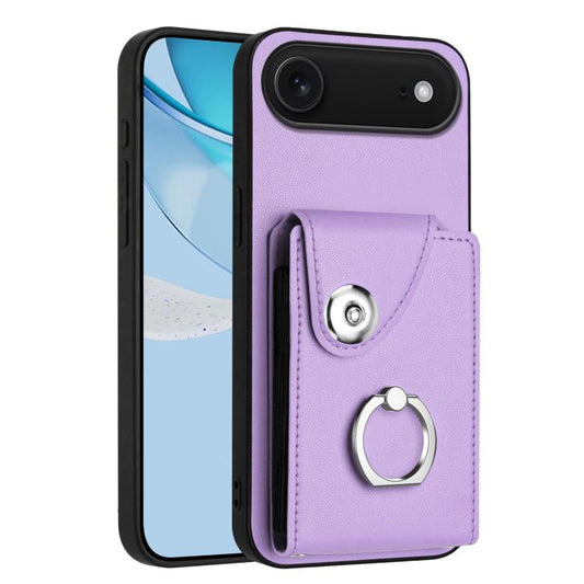 For iPhone Air Organ Card Bag Ring Holder Phone Case(Purple) - iPhone Air Cases by buy2fix | Online Shopping UK | buy2fix