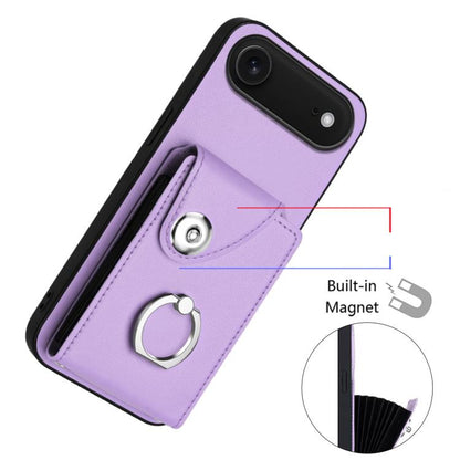 For iPhone Air Organ Card Bag Ring Holder Phone Case(Purple) - iPhone Air Cases by buy2fix | Online Shopping UK | buy2fix
