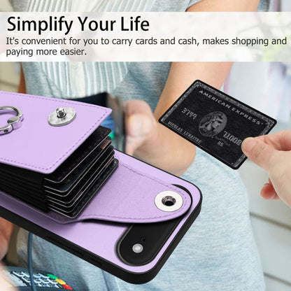 For iPhone Air Organ Card Bag Ring Holder Phone Case(Purple) - iPhone Air Cases by buy2fix | Online Shopping UK | buy2fix