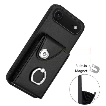 For iPhone Air Organ Card Bag Ring Holder Phone Case(Black) - iPhone Air Cases by buy2fix | Online Shopping UK | buy2fix