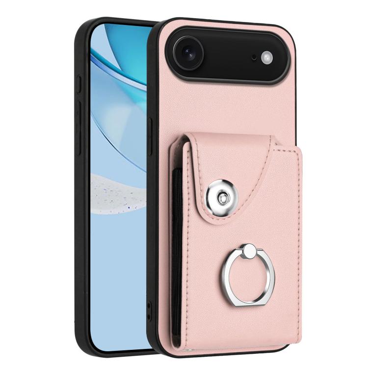 For iPhone Air Organ Card Bag Ring Holder Phone Case(Pink) - iPhone Air Cases by buy2fix | Online Shopping UK | buy2fix