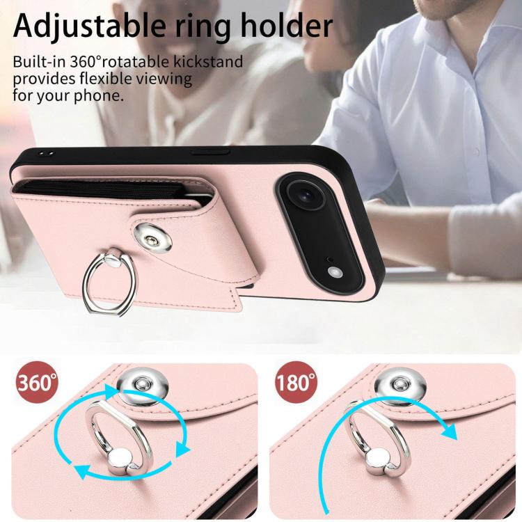 For iPhone Air Organ Card Bag Ring Holder Phone Case(Pink) - iPhone Air Cases by buy2fix | Online Shopping UK | buy2fix