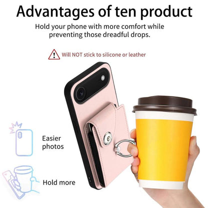 For iPhone Air Organ Card Bag Ring Holder Phone Case(Pink) - iPhone Air Cases by buy2fix | Online Shopping UK | buy2fix