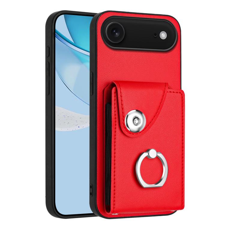 For iPhone Air Organ Card Bag Ring Holder Phone Case(Red) - iPhone Air Cases by buy2fix | Online Shopping UK | buy2fix
