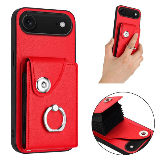For iPhone Air Organ Card Bag Ring Holder Phone Case(Red) - iPhone Air Cases by buy2fix | Online Shopping UK | buy2fix