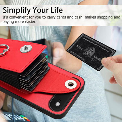 For iPhone Air Organ Card Bag Ring Holder Phone Case(Red) - iPhone Air Cases by buy2fix | Online Shopping UK | buy2fix