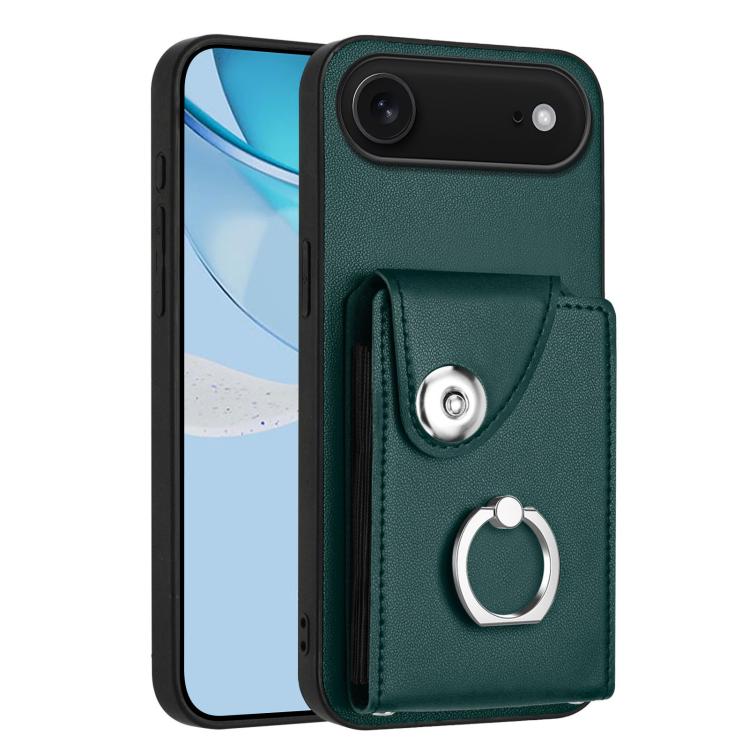 For iPhone Air Organ Card Bag Ring Holder Phone Case(Green) - iPhone Air Cases by buy2fix | Online Shopping UK | buy2fix