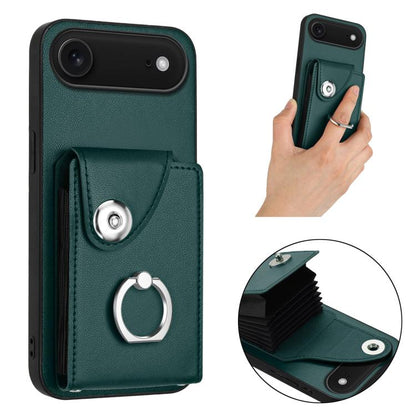 For iPhone Air Organ Card Bag Ring Holder Phone Case(Green) - iPhone Air Cases by buy2fix | Online Shopping UK | buy2fix