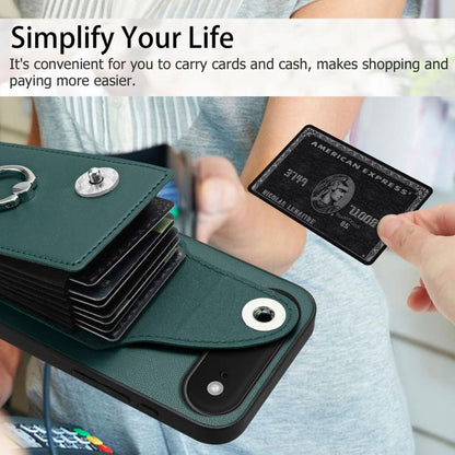 For iPhone Air Organ Card Bag Ring Holder Phone Case(Green) - iPhone Air Cases by buy2fix | Online Shopping UK | buy2fix