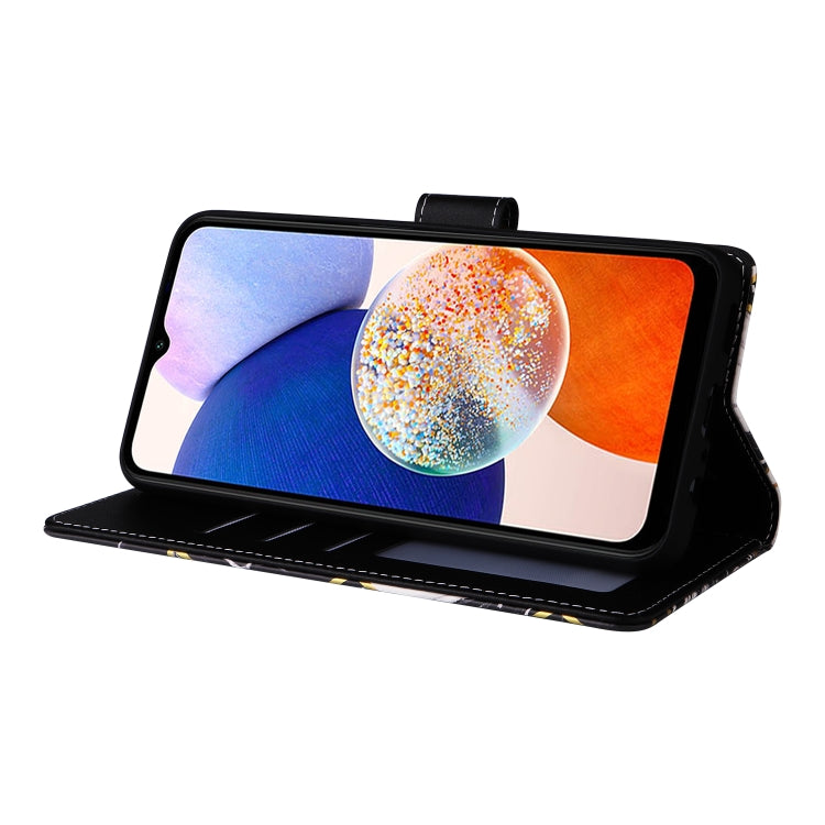 For Samsung Galaxy A15 5G Marble Bronzing Stitching Leather Phone Case(Black) by buy2fix