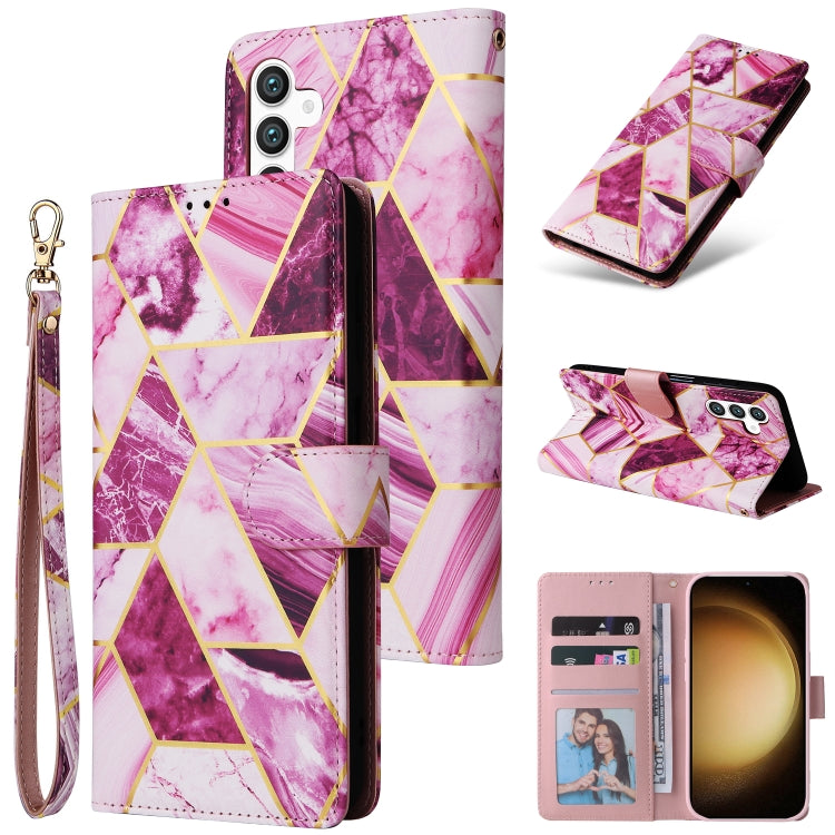 For Samsung Galaxy S24+ 5G Marble Bronzing Stitching Leather Phone Case(Purple) - Galaxy S24+ 5G Cases by buy2fix | Online Shopping UK | buy2fix