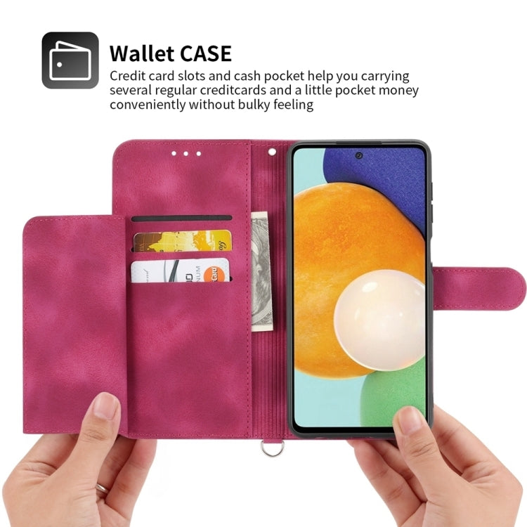 For Google Pixel 9 Skin-feel Flowers Embossed Wallet Leather Phone Case(Wine Red) by buy2fix