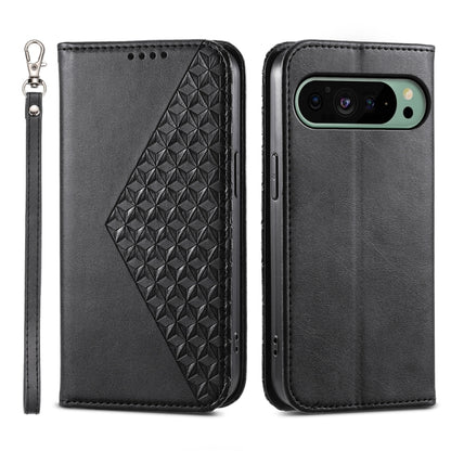 For Google Pixel 9 Cubic Grid Calf Texture Magnetic Leather Phone Case(Black) by buy2fix