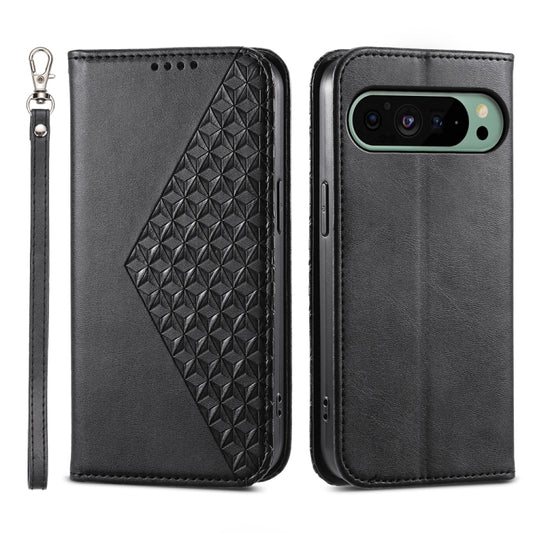 For Google Pixel 9 Cubic Grid Calf Texture Magnetic Leather Phone Case(Black) by buy2fix