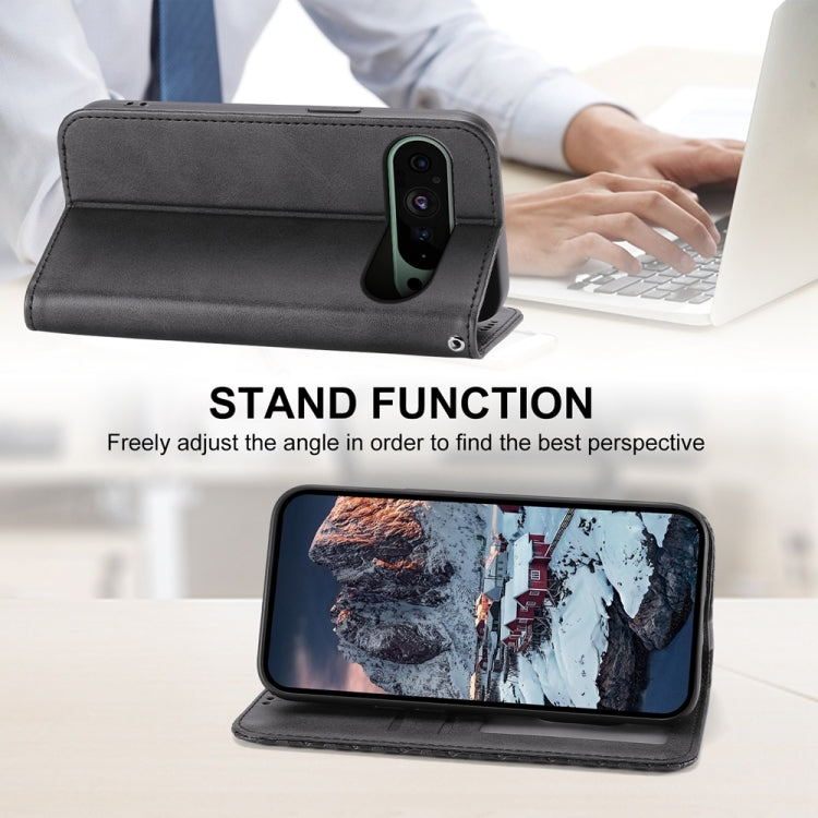 For Google Pixel 9 Cubic Grid Calf Texture Magnetic Leather Phone Case(Black) by buy2fix