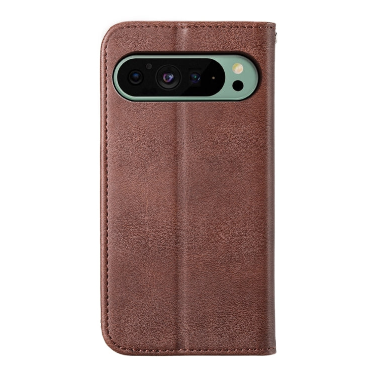For Google Pixel 9 Cubic Grid Calf Texture Magnetic Leather Phone Case(Brown) by buy2fix