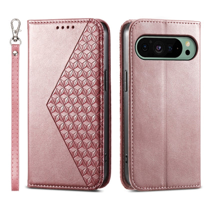 For Google Pixel 9 Cubic Grid Calf Texture Magnetic Leather Phone Case(Rose Gold) by buy2fix