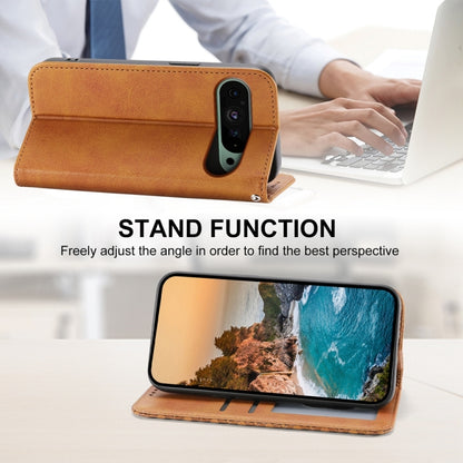 For Google Pixel 9 Cubic Grid Calf Texture Magnetic Leather Phone Case(Yellow) by buy2fix